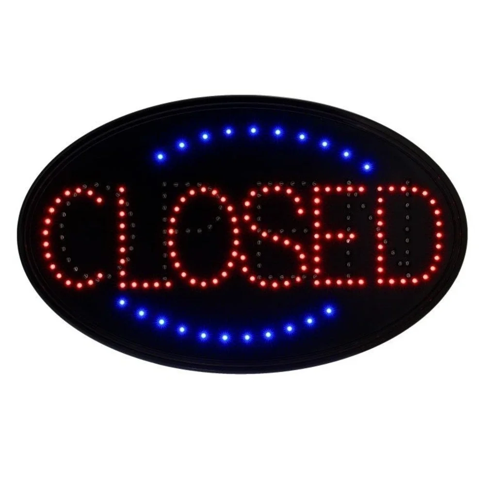 Alpine LED Open Closed Sign 23" x 14" Oval Lighted Store Display Plug-In - Picture 4 of 9
